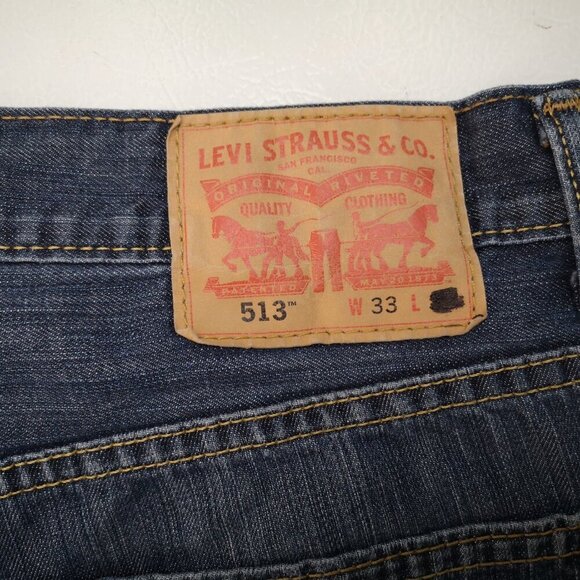 Levi's 513 Men's Size 33 Waist Medium Wash Straight Leg Blue Jeans - Picture 10 of 14